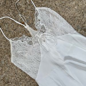 Vintage White Satin Slip Dress